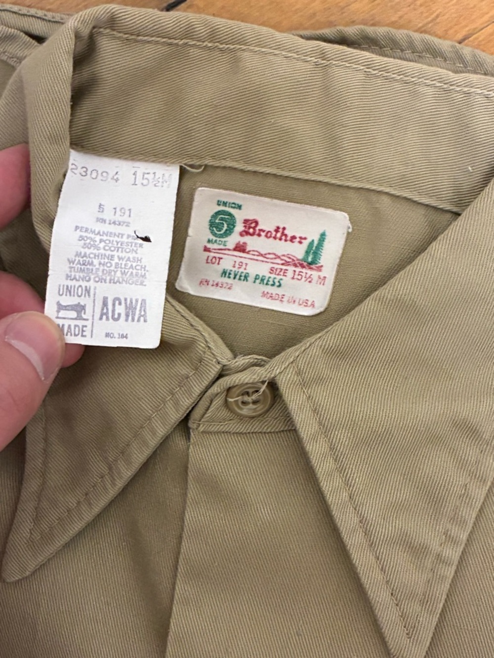 Vintage Brother Khaki Button-Up work Shirt - Tan